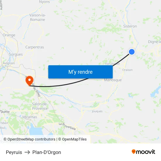 Peyruis to Plan-D'Orgon map