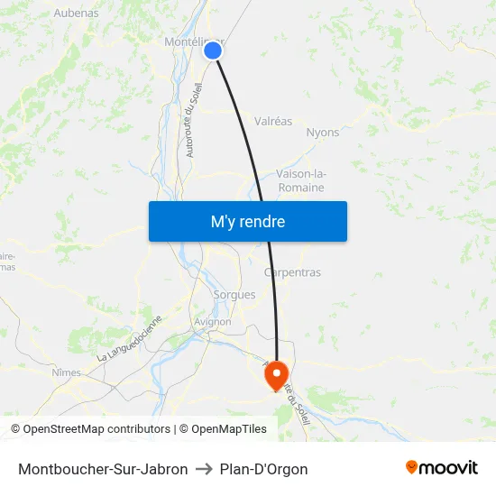 Montboucher-Sur-Jabron to Plan-D'Orgon map