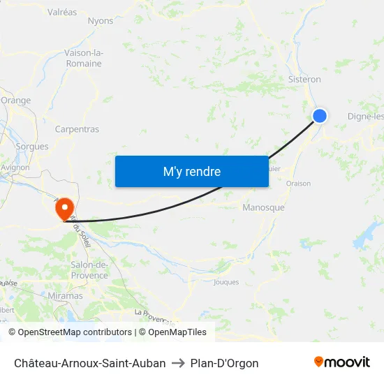 Château-Arnoux-Saint-Auban to Plan-D'Orgon map