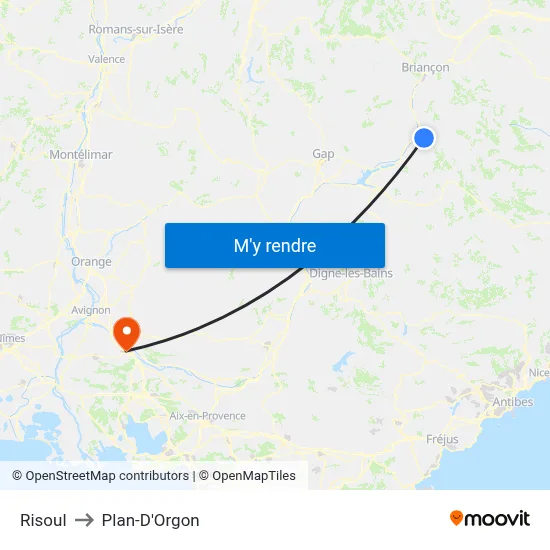 Risoul to Plan-D'Orgon map