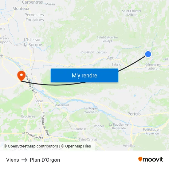 Viens to Plan-D'Orgon map