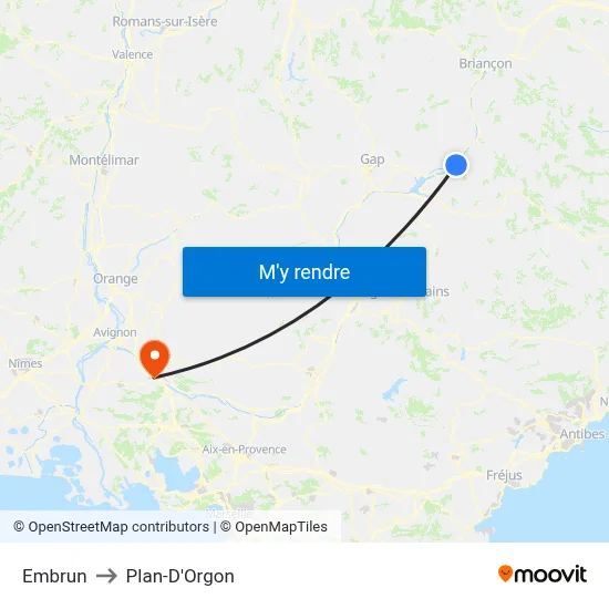 Embrun to Plan-D'Orgon map