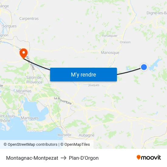 Montagnac-Montpezat to Plan-D'Orgon map