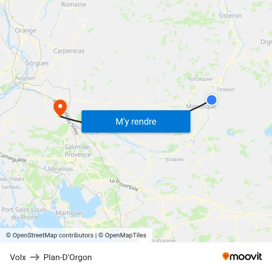 Volx to Plan-D'Orgon map