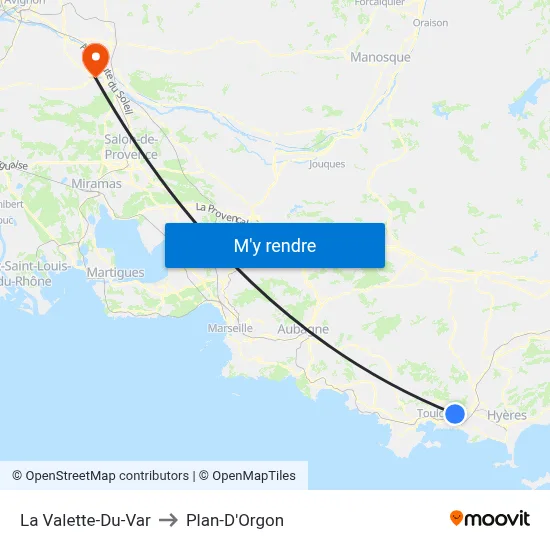 La Valette-Du-Var to Plan-D'Orgon map