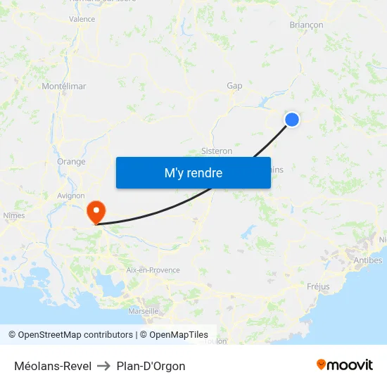 Méolans-Revel to Plan-D'Orgon map
