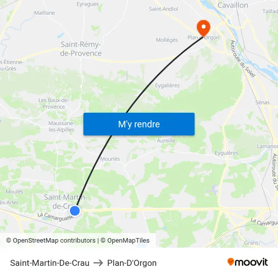 Saint-Martin-De-Crau to Plan-D'Orgon map