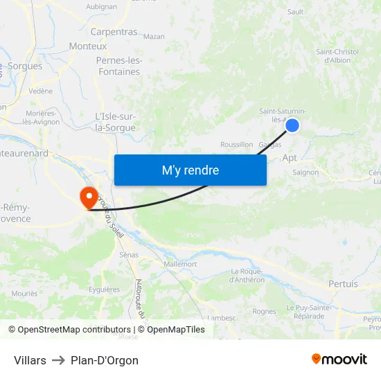 Villars to Plan-D'Orgon map