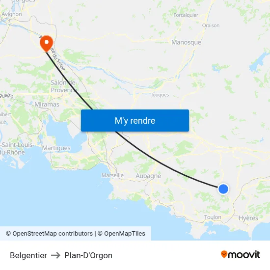 Belgentier to Plan-D'Orgon map