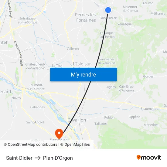 Saint-Didier to Plan-D'Orgon map