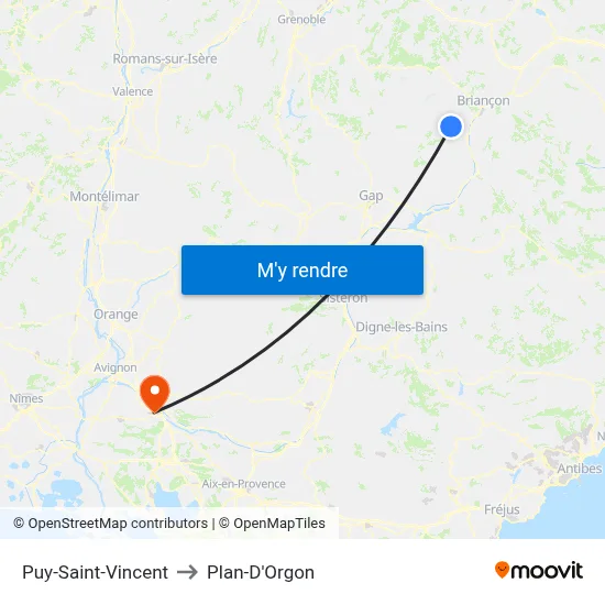Puy-Saint-Vincent to Plan-D'Orgon map