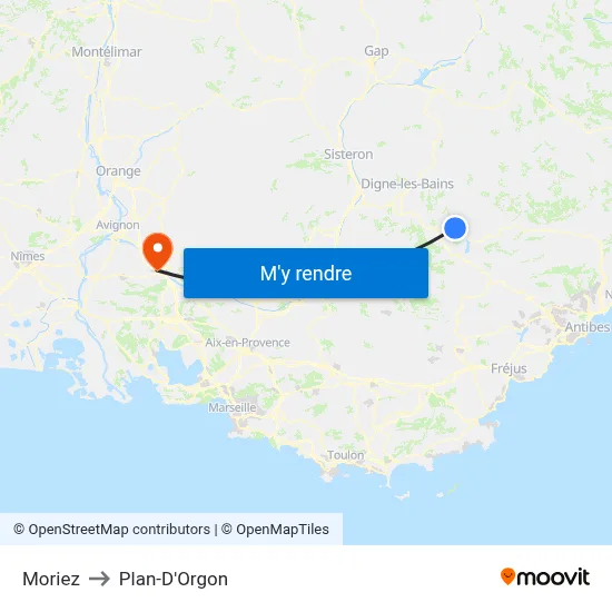 Moriez to Plan-D'Orgon map