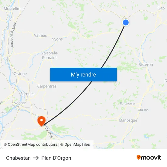 Chabestan to Plan-D'Orgon map