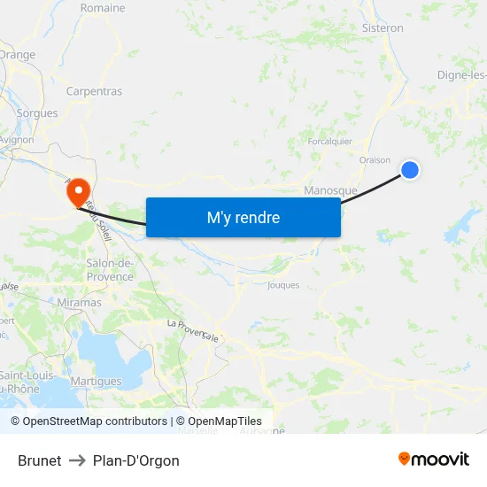 Brunet to Plan-D'Orgon map