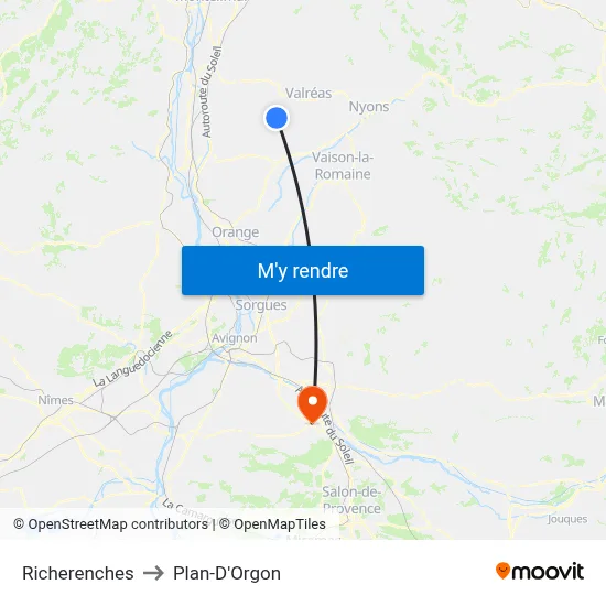 Richerenches to Plan-D'Orgon map
