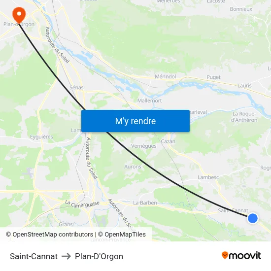 Saint-Cannat to Plan-D'Orgon map