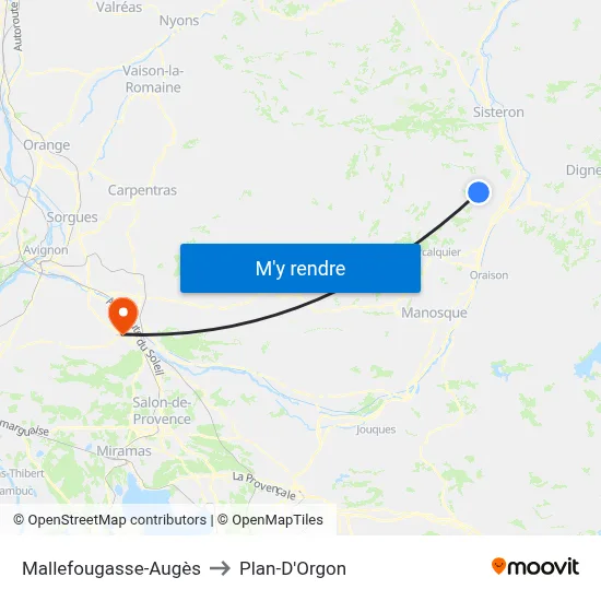 Mallefougasse-Augès to Plan-D'Orgon map