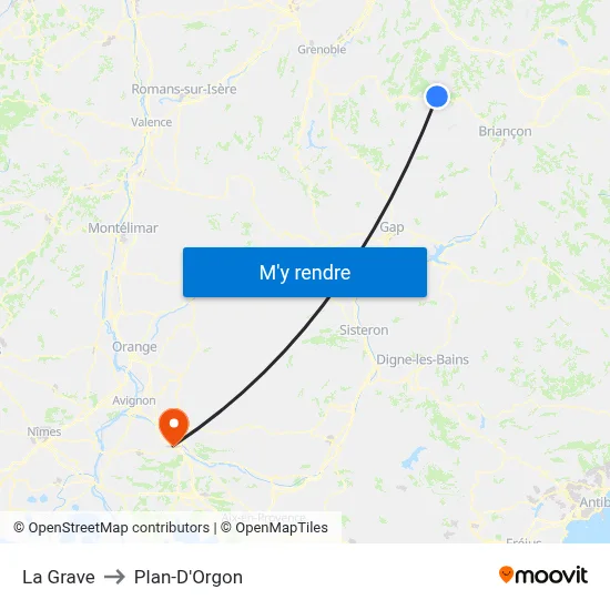 La Grave to Plan-D'Orgon map