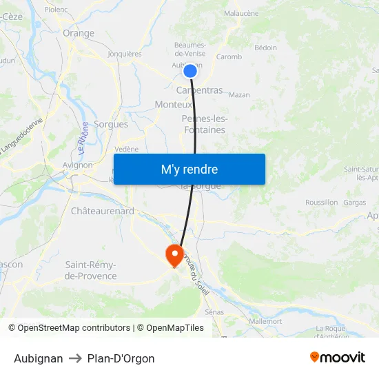 Aubignan to Plan-D'Orgon map