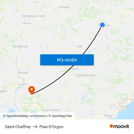 Saint-Chaffrey to Plan-D'Orgon map