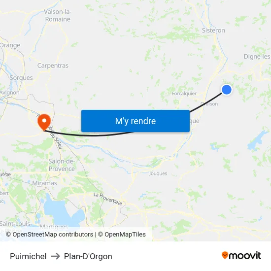 Puimichel to Plan-D'Orgon map
