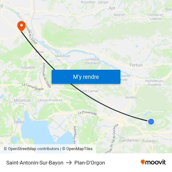 Saint-Antonin-Sur-Bayon to Plan-D'Orgon map