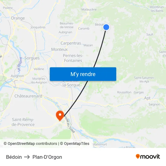 Bédoin to Plan-D'Orgon map