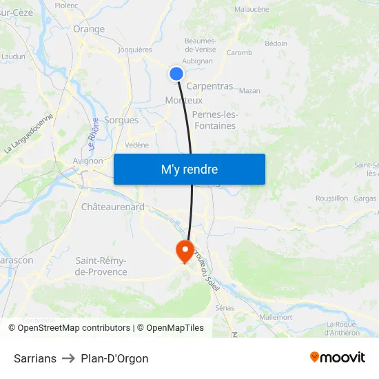 Sarrians to Plan-D'Orgon map