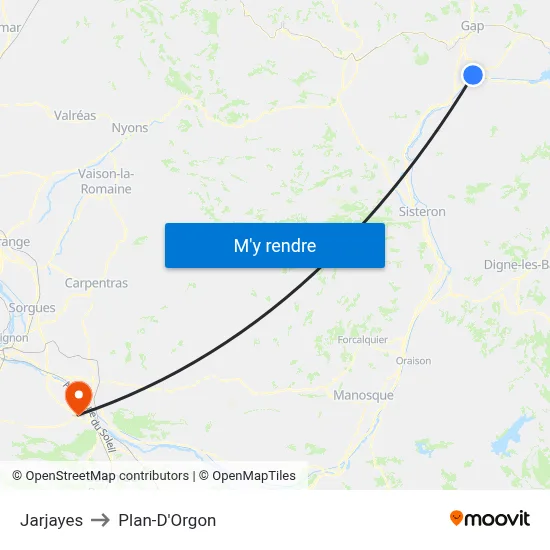 Jarjayes to Plan-D'Orgon map