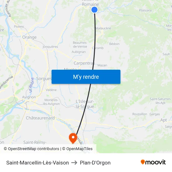Saint-Marcellin-Lès-Vaison to Plan-D'Orgon map