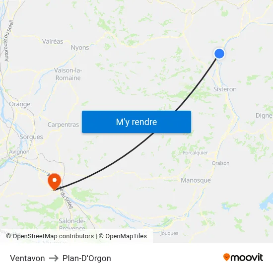Ventavon to Plan-D'Orgon map