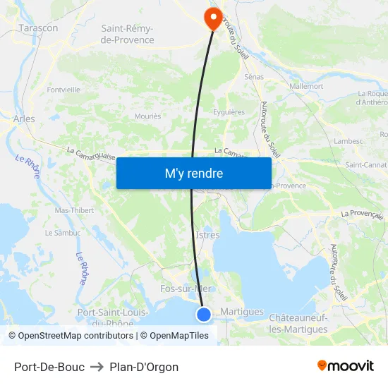 Port-De-Bouc to Plan-D'Orgon map