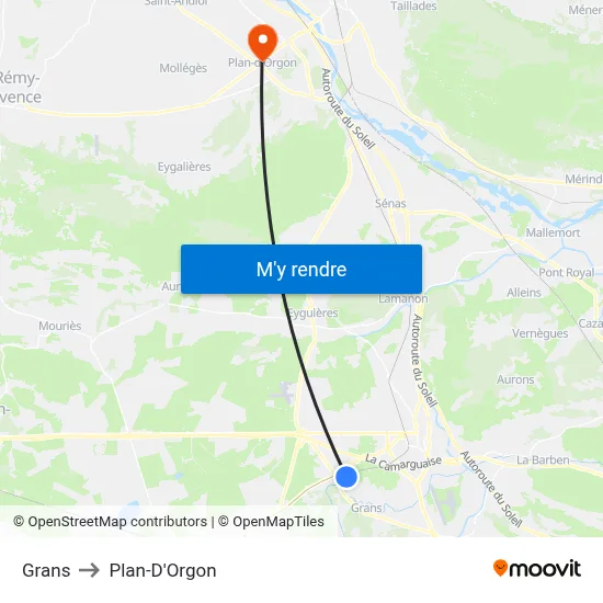 Grans to Plan-D'Orgon map