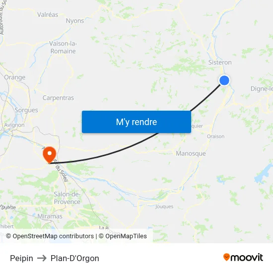 Peipin to Plan-D'Orgon map