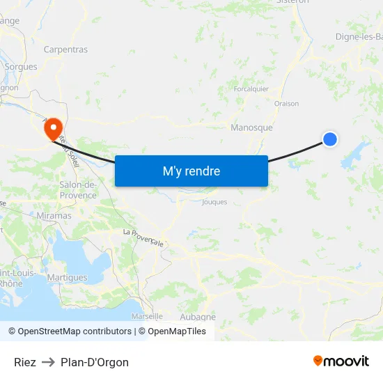 Riez to Plan-D'Orgon map
