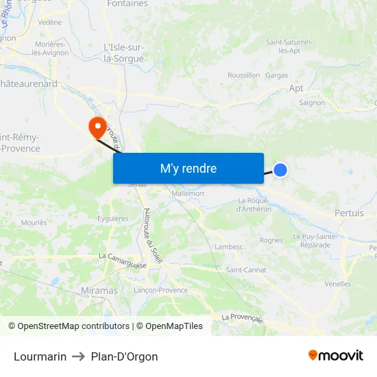 Lourmarin to Plan-D'Orgon map