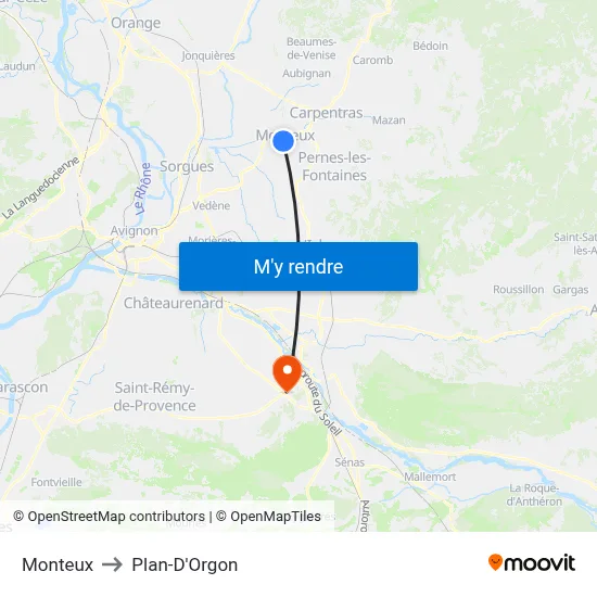 Monteux to Plan-D'Orgon map