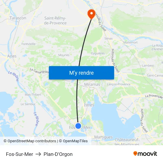 Fos-Sur-Mer to Plan-D'Orgon map
