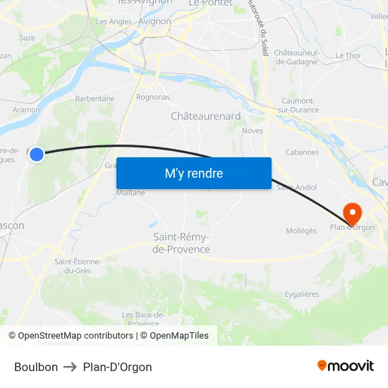 Boulbon to Plan-D'Orgon map