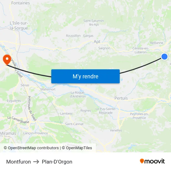 Montfuron to Plan-D'Orgon map