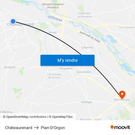 Châteaurenard to Plan-D'Orgon map