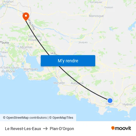 Le Revest-Les-Eaux to Plan-D'Orgon map