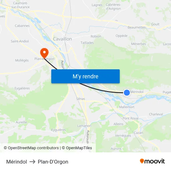 Mérindol to Plan-D'Orgon map