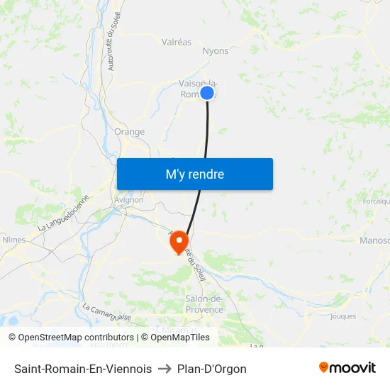 Saint-Romain-En-Viennois to Plan-D'Orgon map