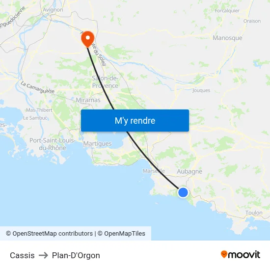 Cassis to Plan-D'Orgon map