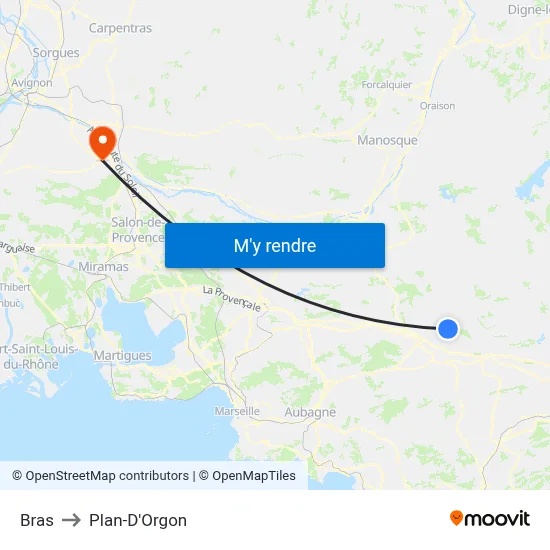 Bras to Plan-D'Orgon map