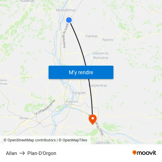 Allan to Plan-D'Orgon map