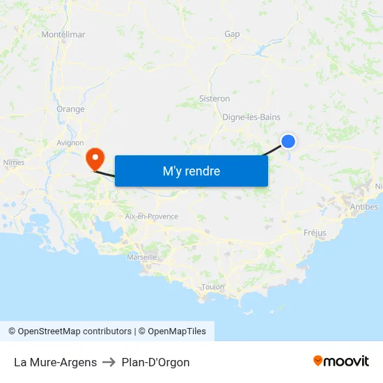 La Mure-Argens to Plan-D'Orgon map