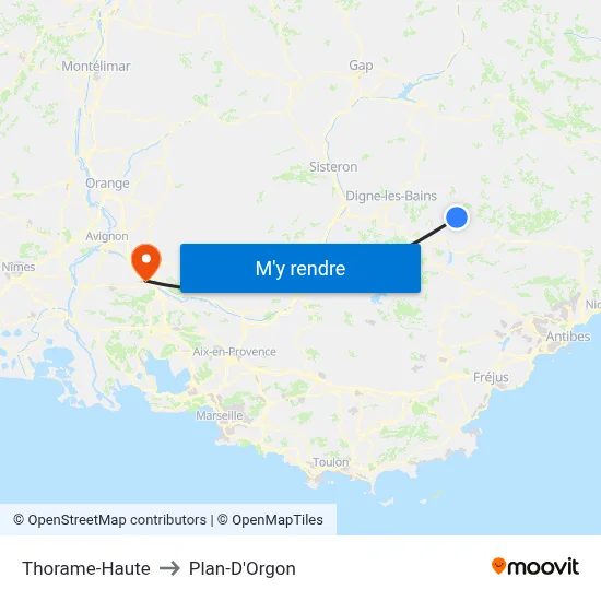 Thorame-Haute to Plan-D'Orgon map