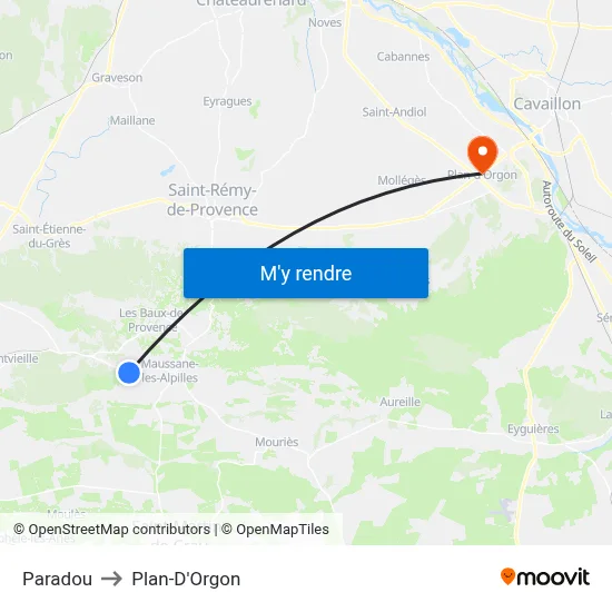 Paradou to Plan-D'Orgon map